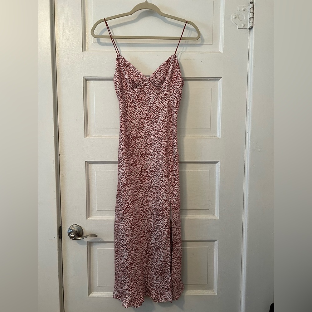 Petal + Pup red midi dress with left leg slit. Size 6.
